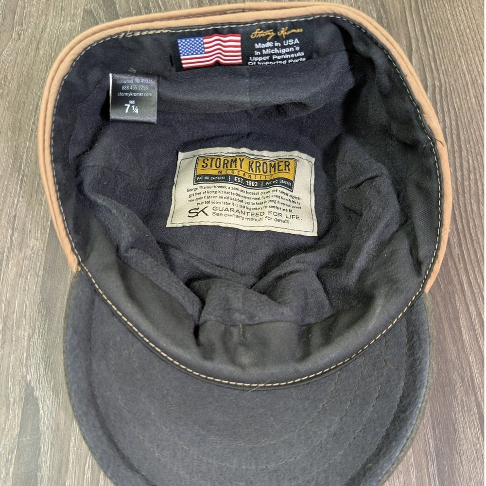 Stormy Kromer The Original Cap Size 7 1/4 Olive Green Wool Earflap Hat Mens USA - Picture 5 of 8